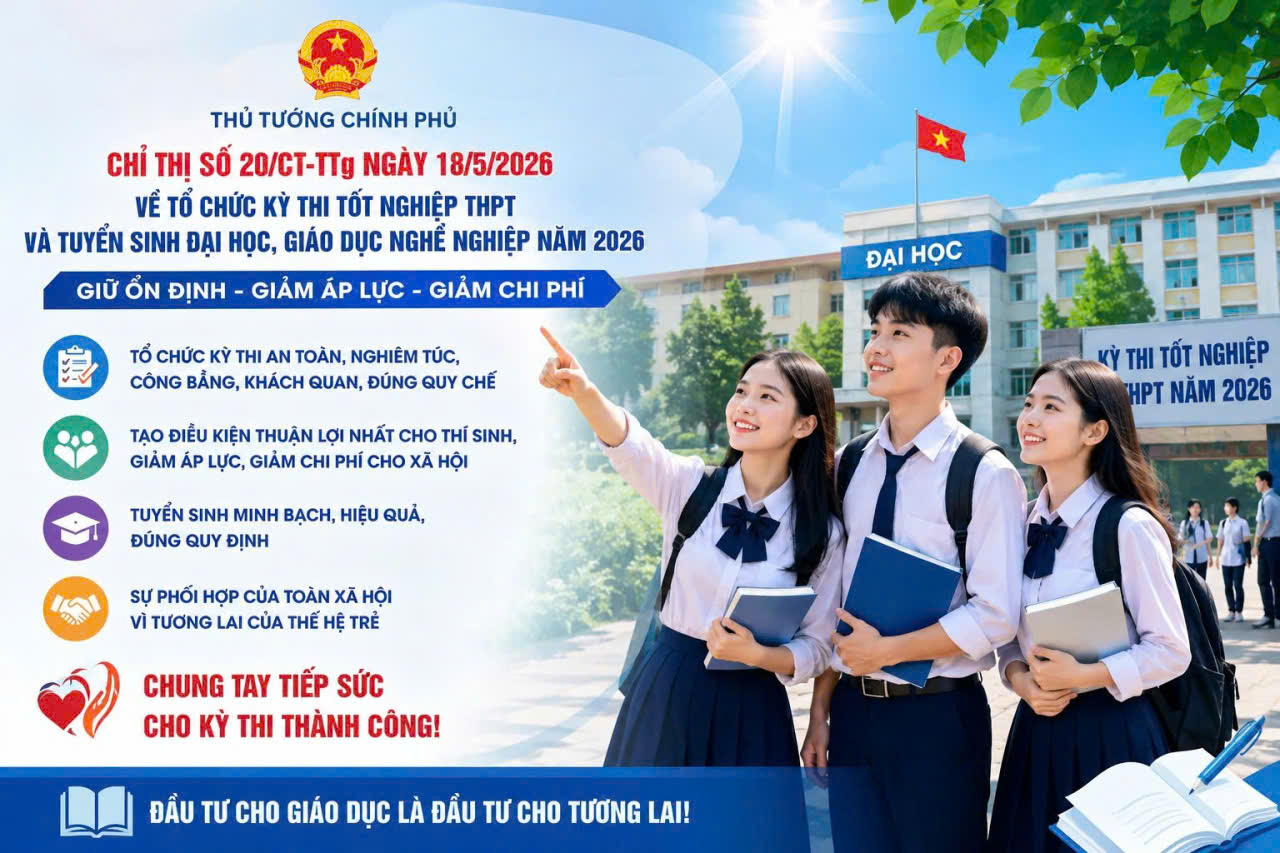 KỲ THI TỐT NGHIỆP TRUNG HỌC PHỔ THÔNG VÀ TUYỂN SINH NĂM 2026: GIỮ ỔN ĐỊNH, GIẢM ÁP LỰC, TẠO NIỀM TIN CHO NHÂN DÂN